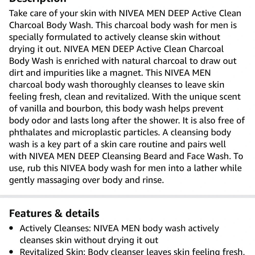 NWT Set of 2 Natural Charcoal Active Clean NiveaBody Wash